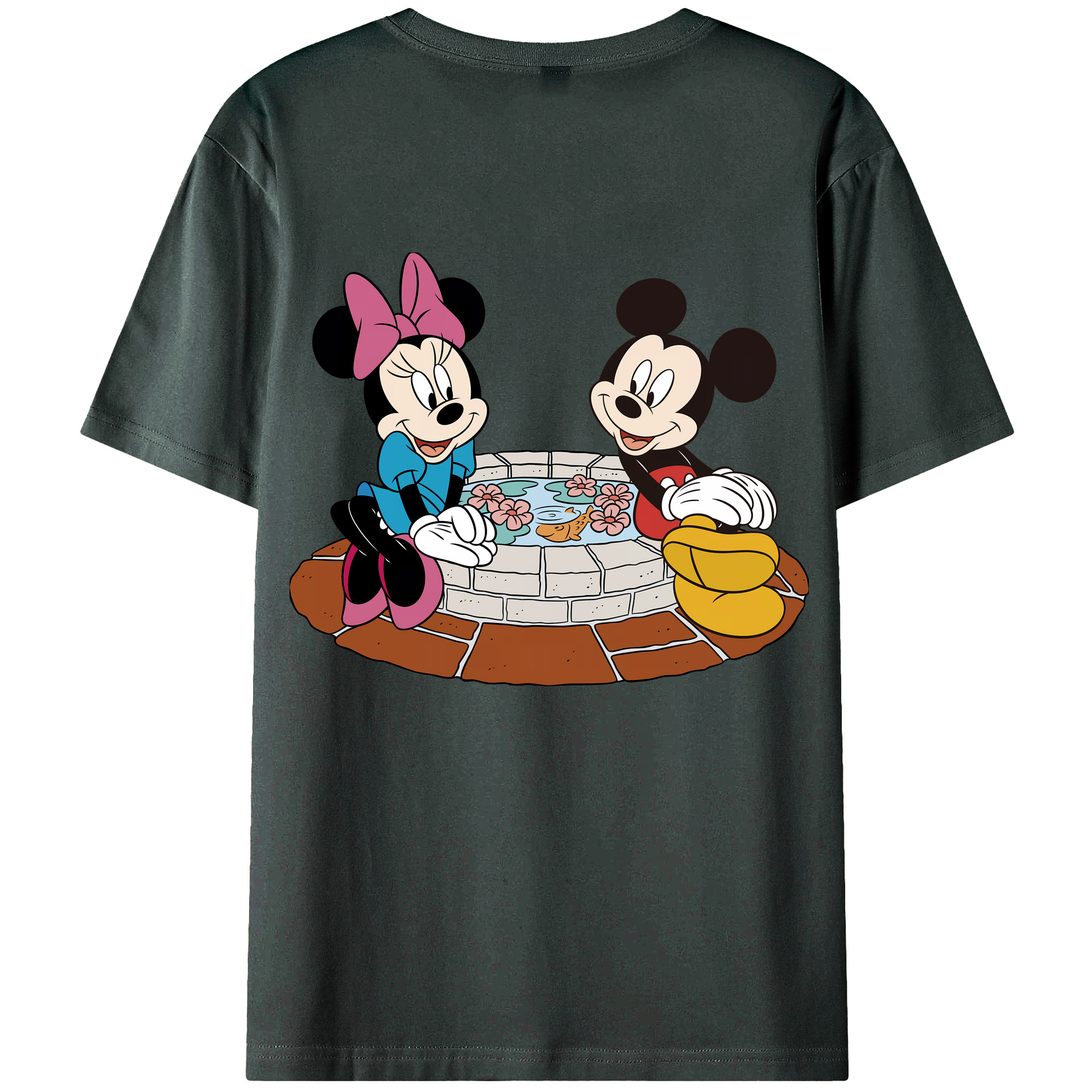 （画像用） ミッキーマウス Mickey Mouse 綿100％ メンズ半袖Tシャツ（バックプリント） 通気性